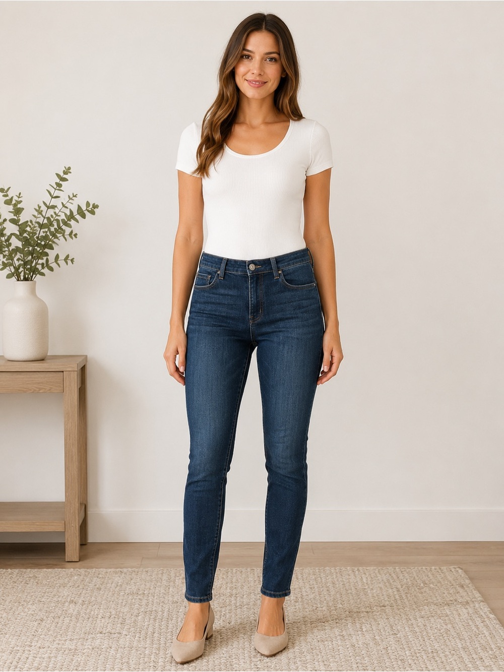 High-Rise Skinny Jeans in Dark Blue